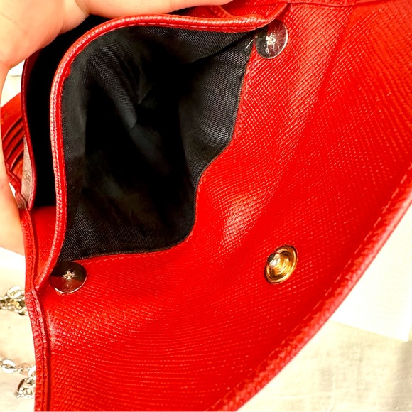 PRADA Saffiano red leather compact mini wallet crossbody bag - Picture 8 of 16